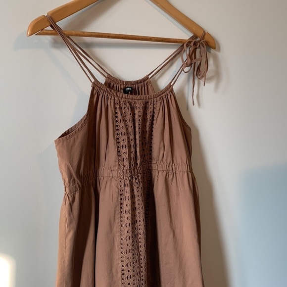 J. Crew Tan Summer Spaghetti Strap Eyelet Dress Size Medium - Picture 7 of 17